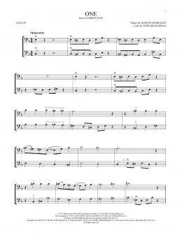 page one of One (from A Chorus Line) (Cello Duet)