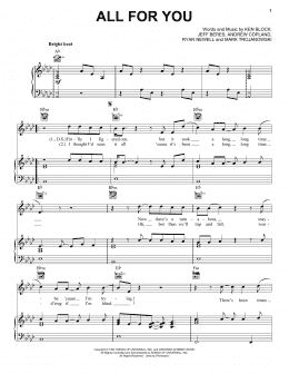 page one of All For You (Piano, Vocal & Guitar Chords (Right-Hand Melody))