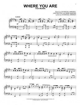 page one of Where You Are (from Moana) (Piano Solo)