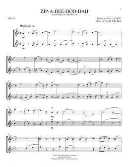 page one of Zip-A-Dee-Doo-Dah (from Song Of The South) (Violin Duet)