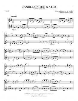 page one of Candle On The Water (from Pete's Dragon) (Violin Duet)