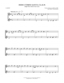 page one of Here Comes Santa Claus (Right Down Santa Claus Lane) (Clarinet Duet)