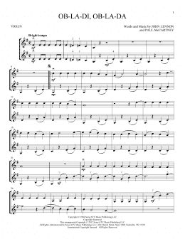 page one of Ob-La-Di, Ob-La-Da (Violin Duet)