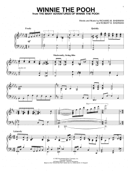 page one of Winnie The Pooh (from The Many Adventures Of Winnie The Pooh) (Piano Solo)