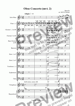 page one of Oboe Concerto mvt. 2 Adagio
