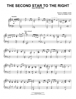 page one of The Second Star To The Right (from Peter Pan) (Piano Solo)