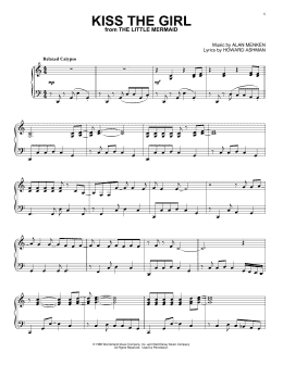 page one of Kiss The Girl (from The Little Mermaid) (Piano Solo)