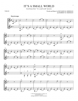 page one of It's A Small World (Violin Duet)