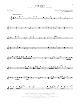 page one of Believe (from The Polar Express) (Alto Sax Solo)