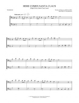 page one of Here Comes Santa Claus (Right Down Santa Claus Lane) (Trombone Duet)