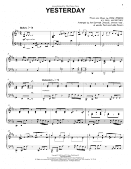 page one of Yesterday (Piano Solo)