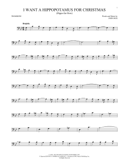 page one of I Want A Hippopotamus For Christmas (Hippo The Hero) (Trombone Solo)