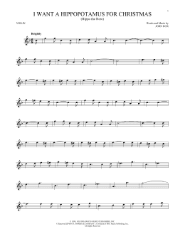 page one of I Want A Hippopotamus For Christmas (Hippo The Hero) (Violin Solo)