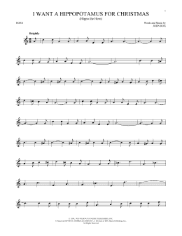 page one of I Want A Hippopotamus For Christmas (Hippo The Hero) (French Horn Solo)