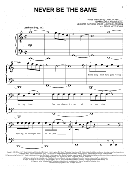 page one of Never Be The Same (Big Note Piano)