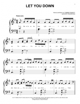 page one of Let You Down (Big Note Piano)