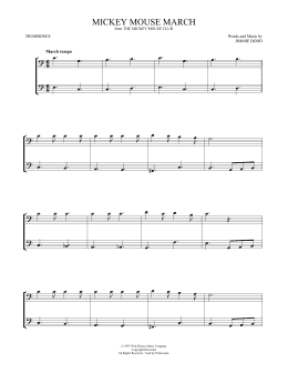 page one of Mickey Mouse March (from The Mickey Mouse Club) (arr. Mark Phillips) (Trombone Duet)