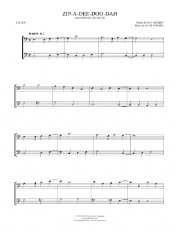 page one of Zip-A-Dee-Doo-Dah (from Song Of The South) (arr. Mark Phillips) (Cello Duet)