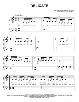page one of Delicate (Big Note Piano)