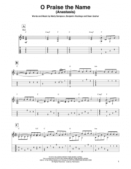 page one of O Praise The Name (Anastasis) (Solo Guitar)
