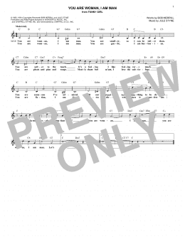 page one of You Are Woman, I Am Man (from Funny Girl) (Lead Sheet / Fake Book)