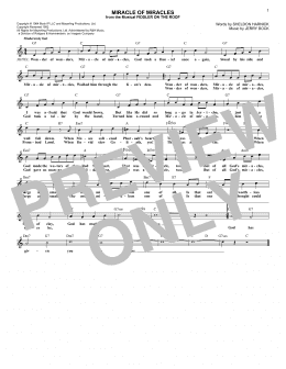 page one of Miracle Of Miracles (from Fiddler On The Roof) (Lead Sheet / Fake Book)