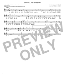 page one of They Call The Wind Maria (from Paint Your Wagon) (Lead Sheet / Fake Book)