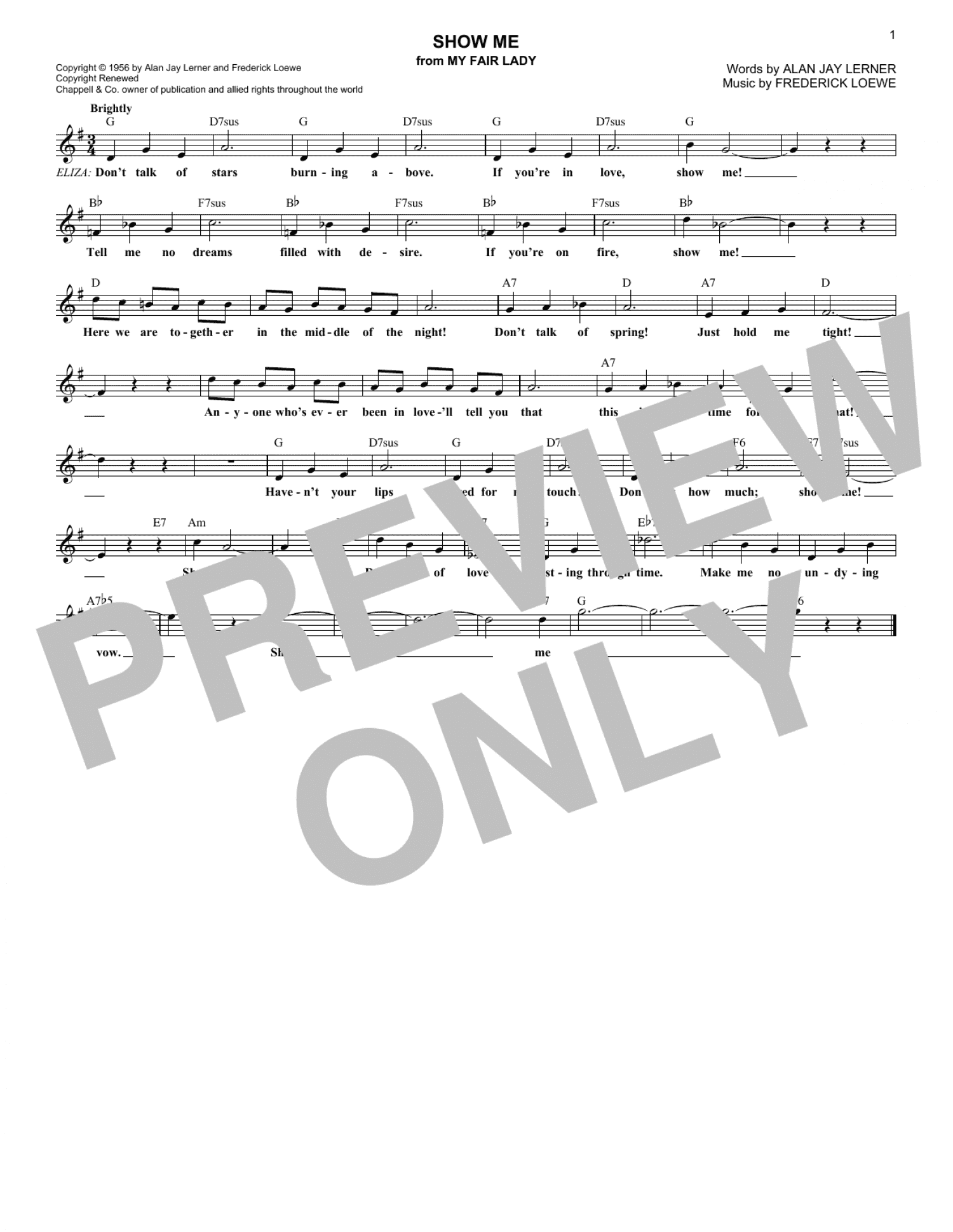 Show Me (from My Fair Lady) (Lead Sheet / Fake Book)