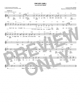 page one of One Boy (Girl) (from Bye Bye Birdie) (Lead Sheet / Fake Book)
