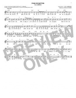 page one of Push De Button (from Jamaica) (Lead Sheet / Fake Book)