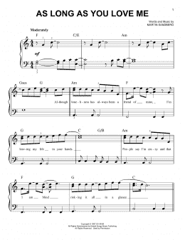 page one of As Long As You Love Me (Easy Piano)