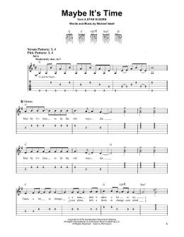 page one of Maybe It's Time (from A Star Is Born) (Easy Guitar Tab)