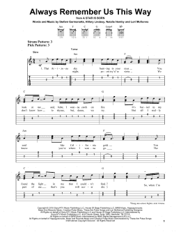 page one of Always Remember Us This Way (from A Star Is Born) (Easy Guitar Tab)