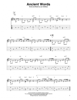 page one of Ancient Words (Solo Guitar Tab)