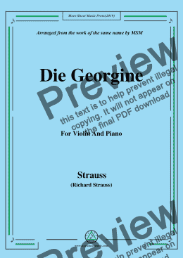 page one of Richard Strauss-Die Georgine, for Violin and Piano