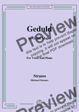 page one of Richard Strauss-Geduld in G flat Major,For Voice&Pno