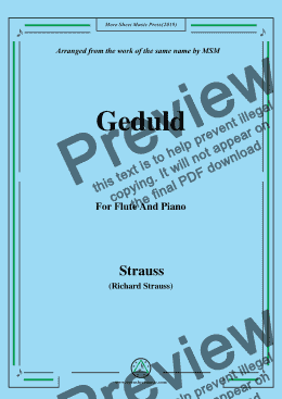 page one of Richard Strauss-Geduld, for Flute and Piano
