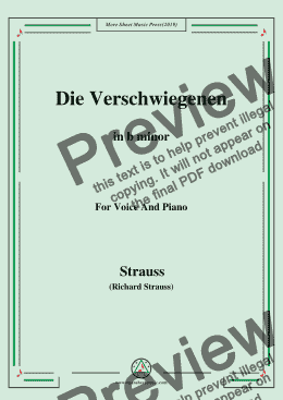 page one of Richard Strauss-Die Verschwiegenen in b minor,For Voice&Pno