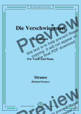 page one of Richard Strauss-Die Verschwiegenen in c minor,For Voice&Pno