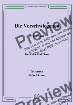 page one of Richard Strauss-Die Verschwiegenen in g minor,For Voice&Pno