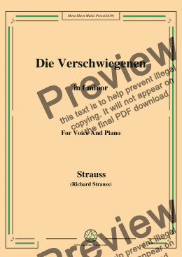 page one of Richard Strauss-Die Verschwiegenen in f minor,For Voice&Pno