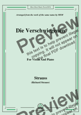 page one of Richard Strauss-Die Verschwiegenen, for Violin and Piano