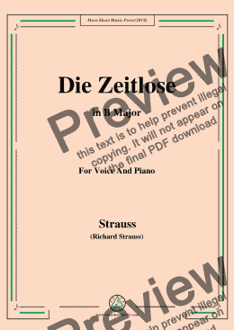 page one of Richard Strauss-Die Zeitlose in B Major,For Voice&Pno