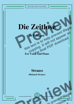 page one of Richard Strauss-Die Zeitlose in F Major,For Voice&Pno