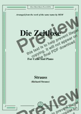 page one of Richard Strauss-Die Zeitlose, for Cello and Piano