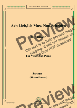 page one of Richard Strauss-Ach Lieb,Ich Muss Nun Scheiden in g minor,For Voice&Pno