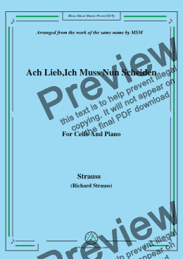 page one of Richard Strauss-Ach Lieb,Ich Muss Nun Scheiden, for Cello and Piano