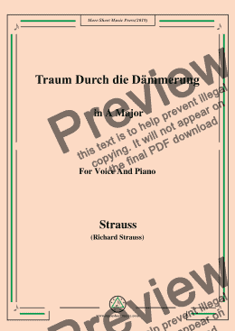 page one of Richard Strauss-Traum Durch die Dämmerung in A Major,For Voice&Pno