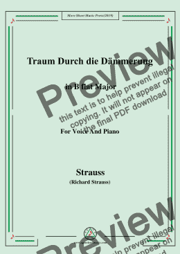 page one of Richard Strauss-Traum Durch die Dämmerung in B flat Major,For Voice&Pno