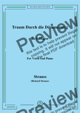 page one of Richard Strauss-Traum Durch die Dämmerung in F Major,For Voice&Pno